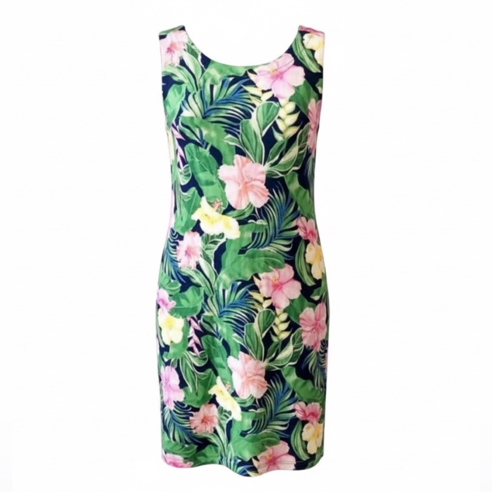 Tommy Bahama If One Can Toucan floral linen sleeveless lined dress